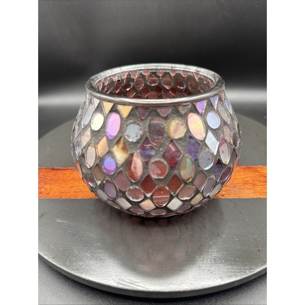 Cinnamon Stick Candle Holder In Mosaic Glass Jar Coastal Boho Fairycore